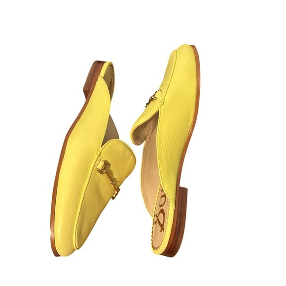 Sam Edelman Womens Lime cocktail color, Leather Slip-On Mules With Gold Buckle - Picture 5 of 7